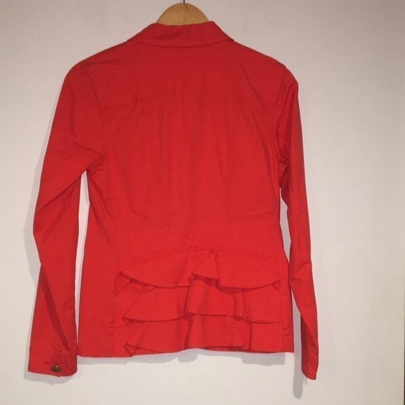 CAbi orange utility jacket with ruffle detail on back size small - Picture 4 of 5
